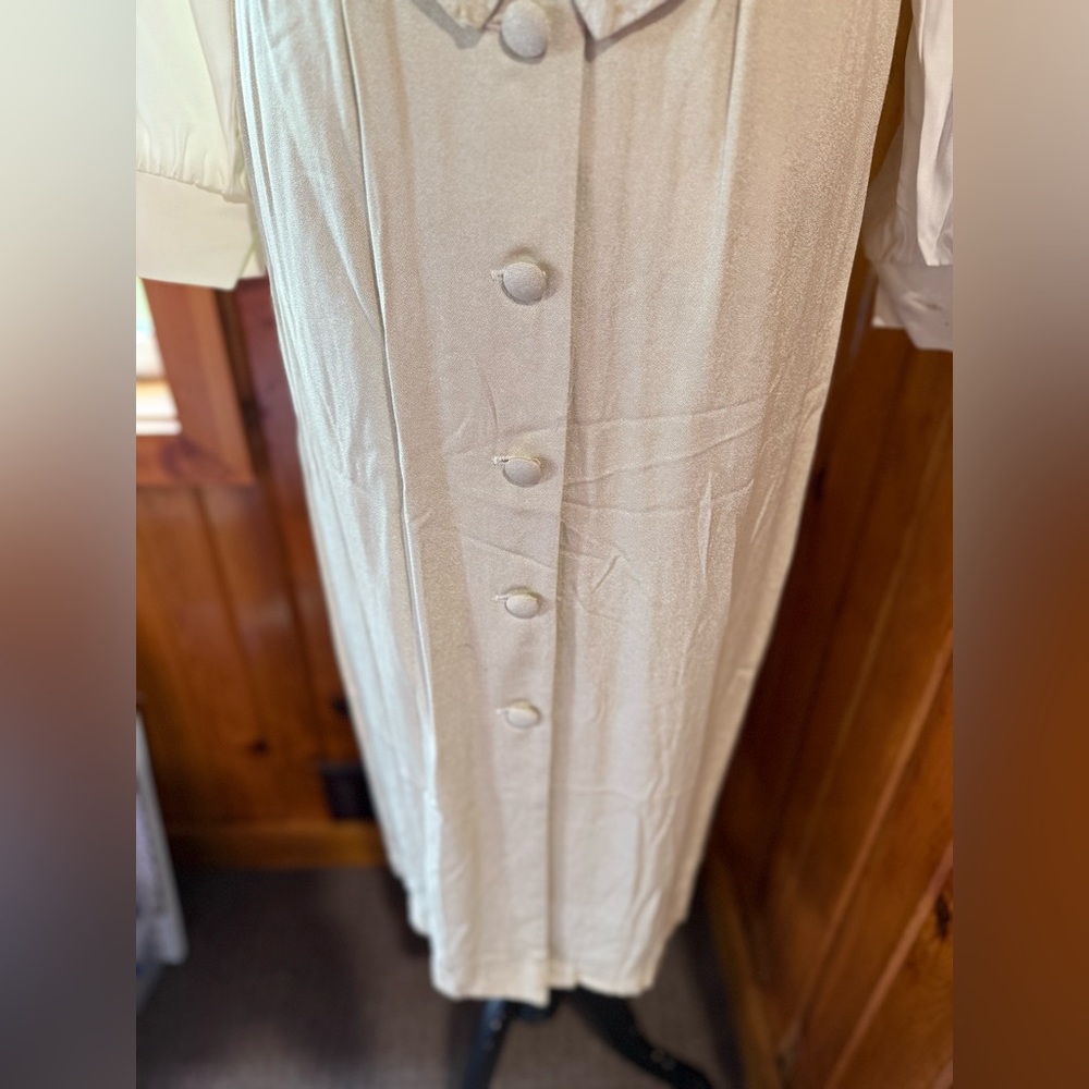 Vintage Miss Scarlet size 6 Elegant Cream‎ Button-Up Dress - Picture 6 of 12
